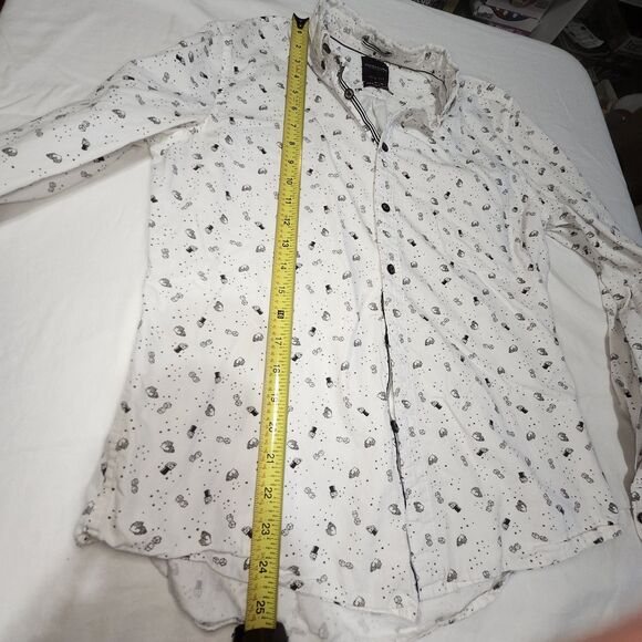 Skulls & Dice Denim & Flower Ricky Singh Men’s Slim Fit Button Up Shirt White M - Picture 9 of 9